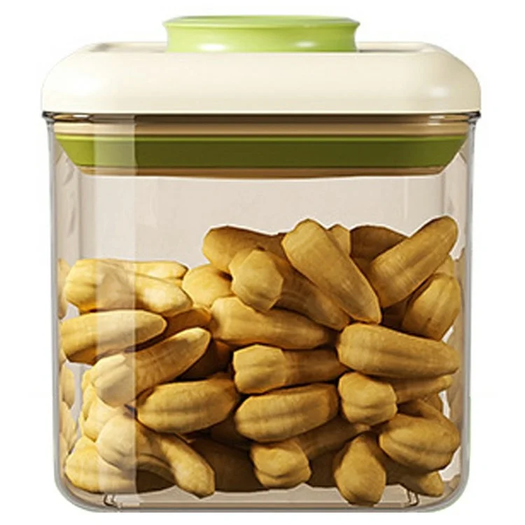 Contenedor hermético cuadrado de 1050 ml con pulsador para granos, café y snacks, almacenamiento de alimentos de cocina (Sin BPA, Sin FDA) - Verde