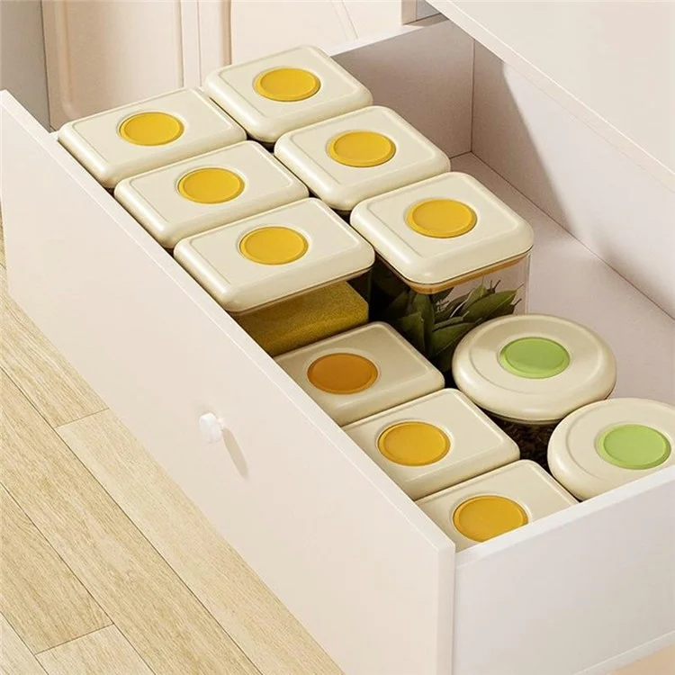 2400ml Push Button Airtight Square Container Grains Coffee Snacks Kitchen Food Storage Canister (BPA-Free, No FDA) - Green