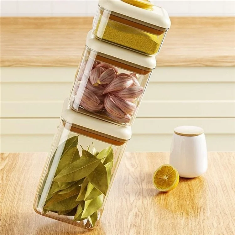 1800ml Rectangular PS Airtight Container Push Button Grains Snacks Kitchen Food Storage Canister (BPA-Free, No FDA) - Green