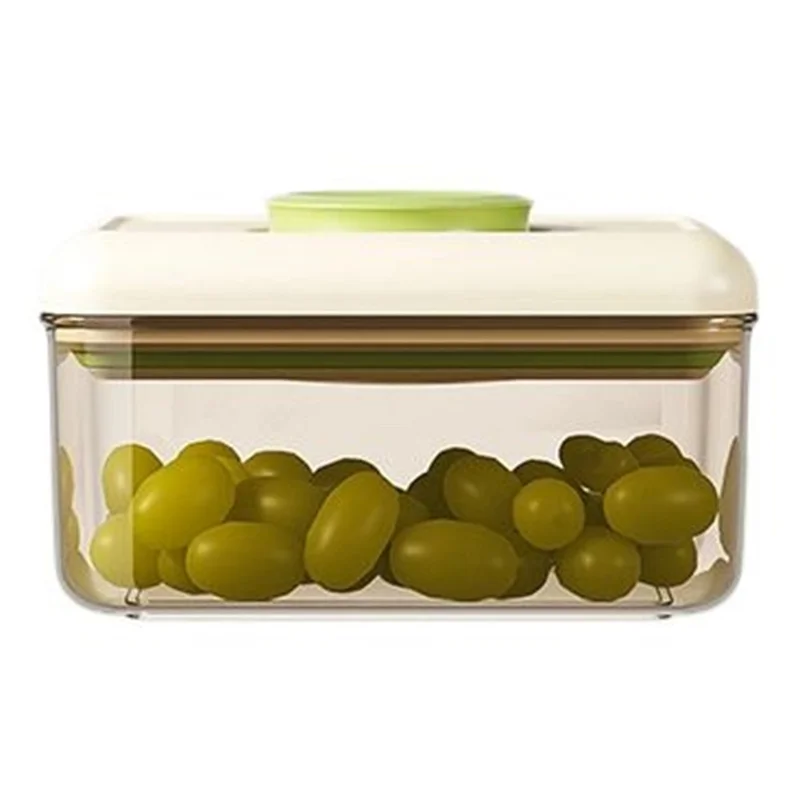 600ml Rectangular PS Airtight Container Push Button Grains Snacks Kitchen Food Storage Canister (BPA-Free, No FDA) - Green