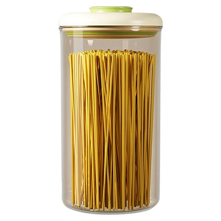 Contenedor hermético redondo de 2400 ml para alimentos, con botón pulsador para granos y snacks, color verde (Sin BPA, Sin certificación FDA)
