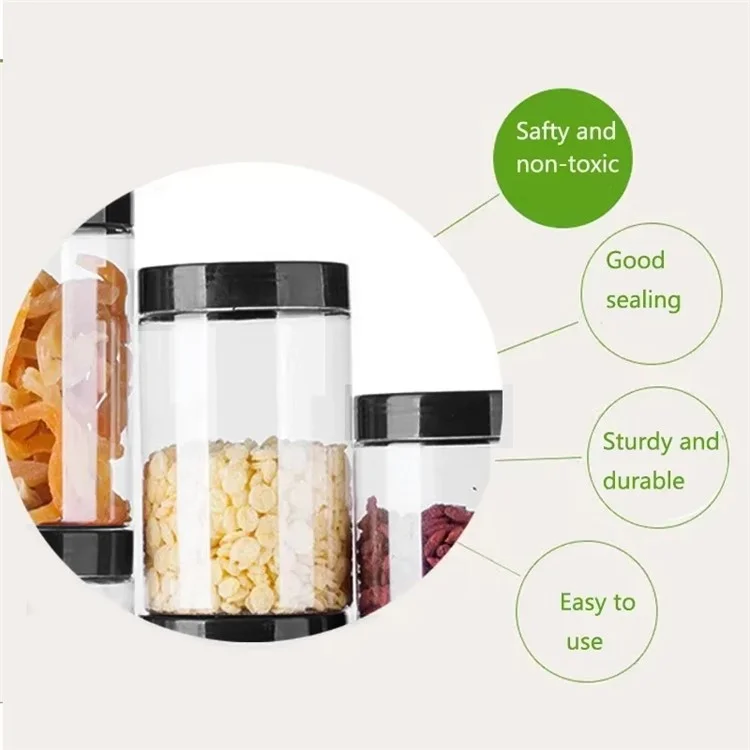 12Pcs / Set 467ML  /  1L  /  1.43L Food Grade Plastic Round Jars with Lids Airtight Containers (BPA Free, No FDA)