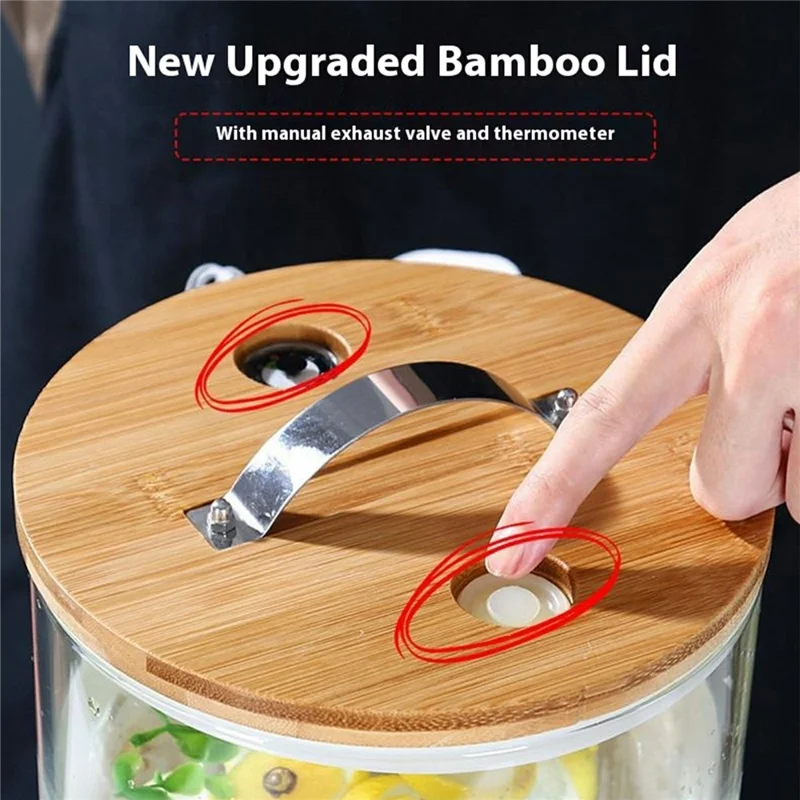 Dispensador de bebidas de vidro borossilicato transparente de 7,5 L com torneira e base de madeira (livre de BPA, sem FDA)