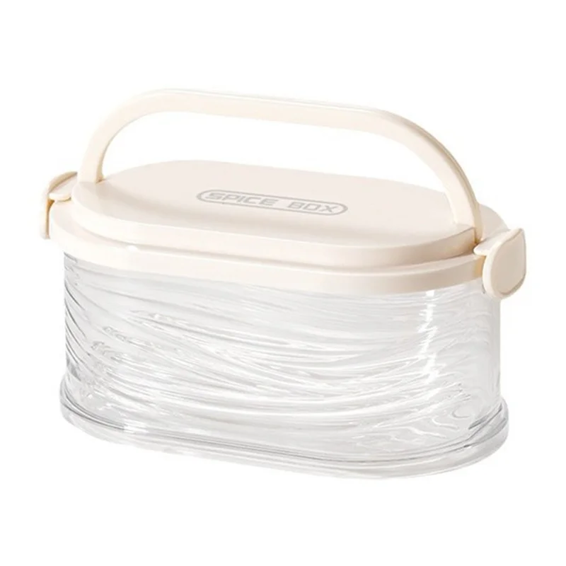 Single Layer Transparent Spice Storage Container Moisture Proof Sealed Seasoning Box (No FDA, BPA Free) - Transparent White