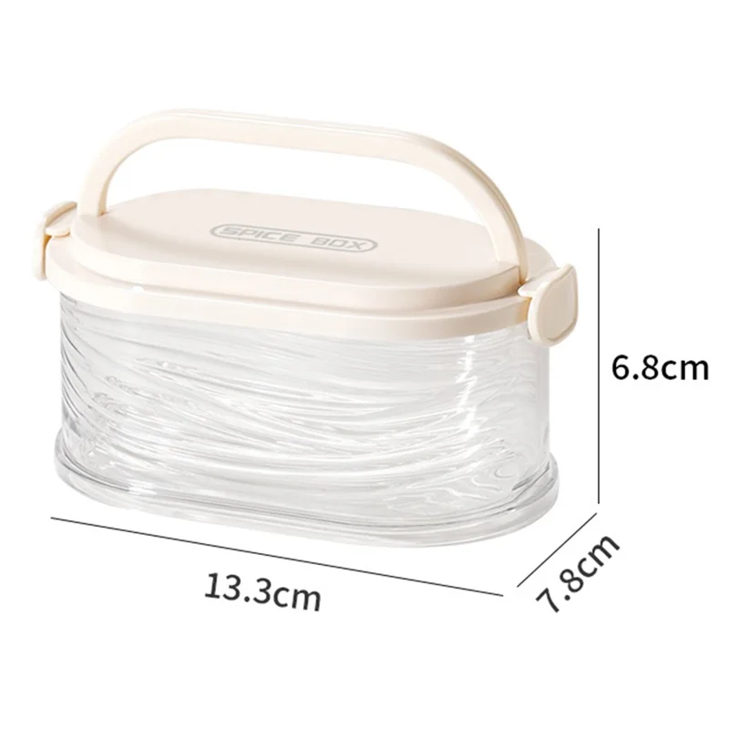 Single Layer Transparent Spice Storage Container Moisture Proof Sealed Seasoning Box (No FDA, BPA Free) - Transparent White