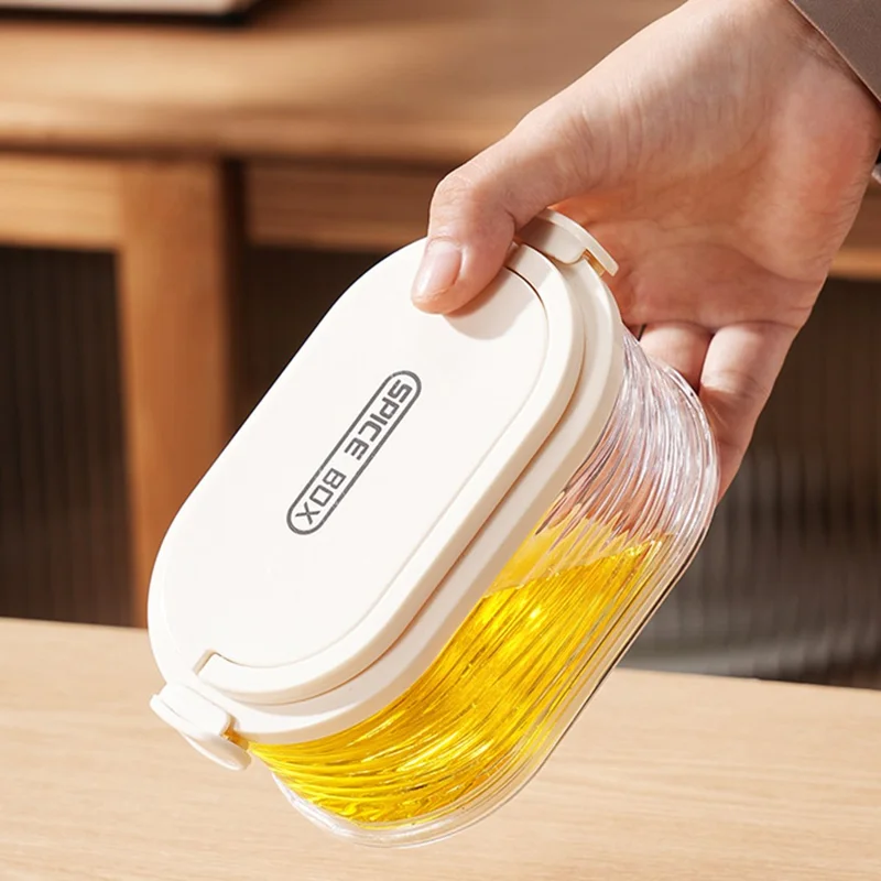 3 Layers Transparent Spice Storage Container Moisture Proof Sealed Seasoning Box (No FDA, BPA Free) - Transparent Grey