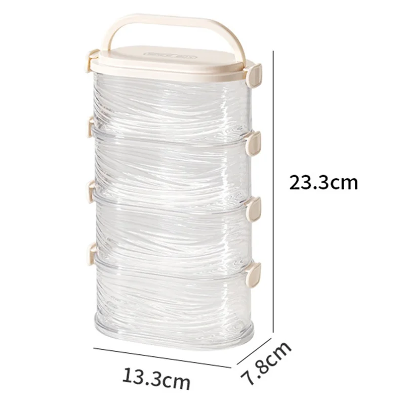 4 Layers Transparent Spice Storage Container Moisture Proof Sealed Seasoning Box (No FDA, BPA Free) - Transparent White