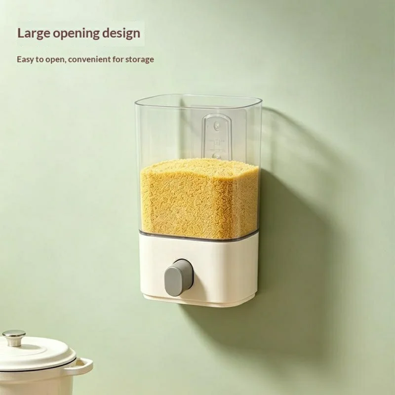 Size L Plastic Wall Mounted Airtight Grain Storage Container with Press Dispenser (BPA Free, No FDA)