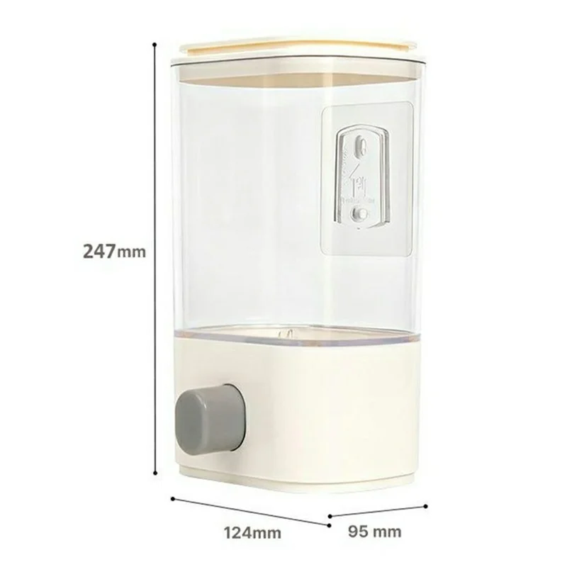 Size L Plastic Wall Mounted Airtight Grain Storage Container with Press Dispenser (BPA Free, No FDA)