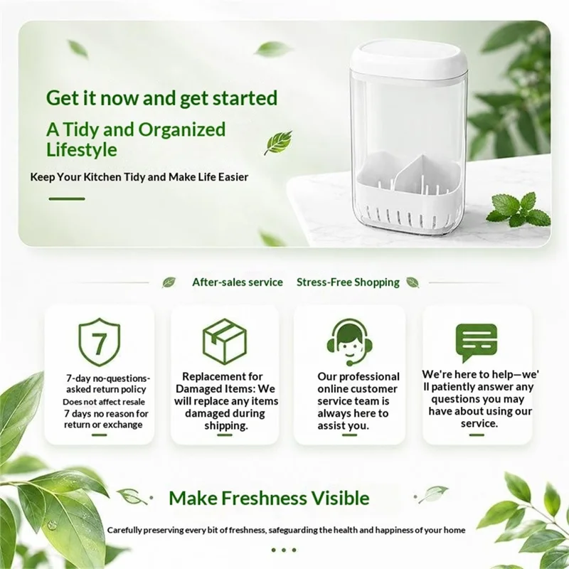 Fresh Herb Keeper Vegetable Storage Box PET + PP Storage Container for Refrigerator Door (BPA-Free, No FDA)