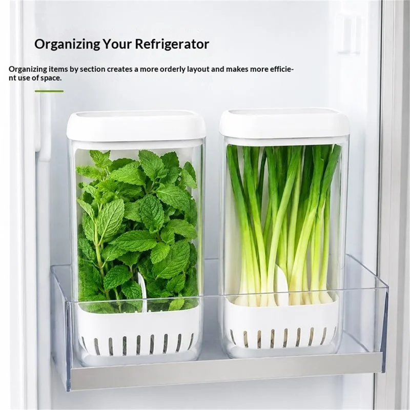 Fresh Herb Keeper Vegetable Storage Box PET + PP Storage Container for Refrigerator Door (BPA-Free, No FDA)