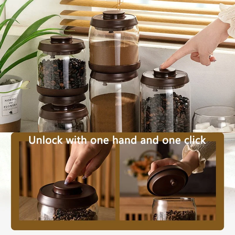 ANKOU 900ml Coffee Bean Glass Storage Jar Kitchen Snack Tea Leaf Sealed Container (BPA-Free, No FDA)