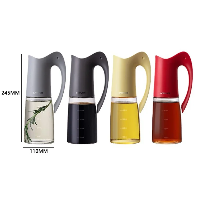 ANKOU 500ml Kitchen High Borosilicate Glass Oil Storage Bottle, Customized Version (No FDA, BPA Free) - Yellow