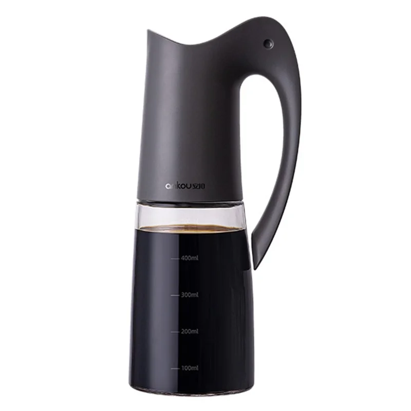 ANKOU 500ml High Borosilicate Glass Oil Storage Bottle Kitchen Pouring Oil Bottle (No FDA, BPA Free) - Dark Grey