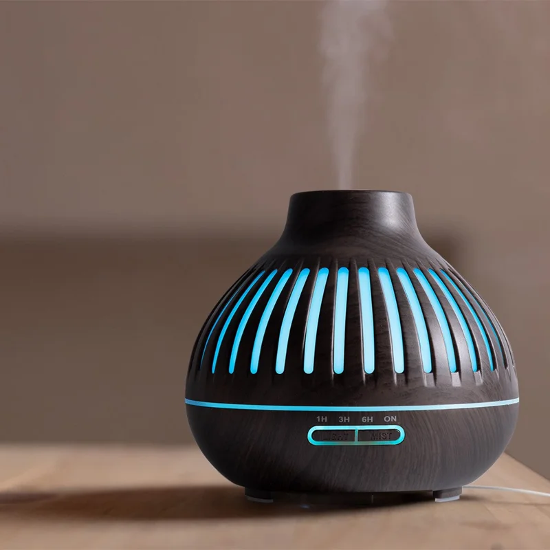 7-Color LED Mood Lights 400ML Mini Ultrasonic Aroma Humidifier with Remote Control - Black/UK Plug