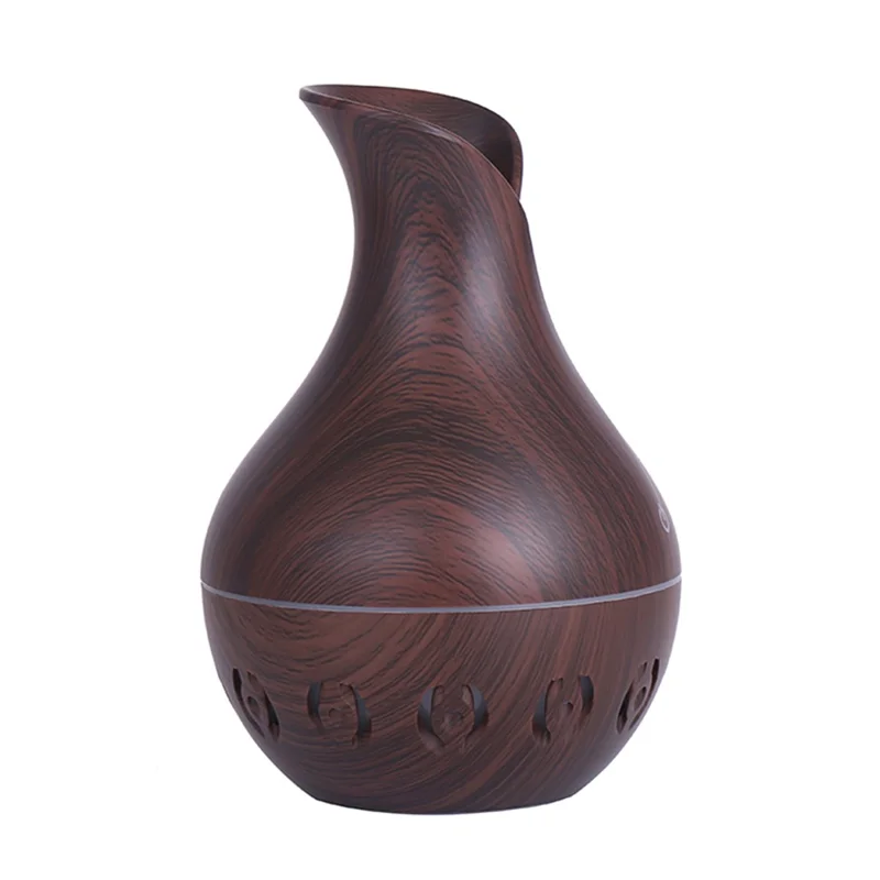 Hollow Design Vase Colorful Night Light Office Home Aroma Humidifier 130ml - Black/US Plug