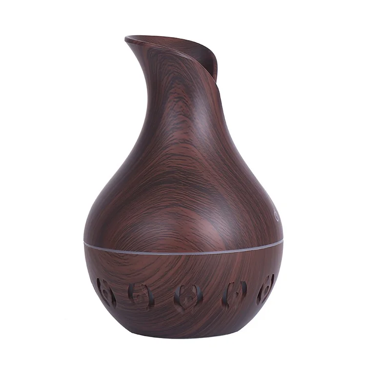 Hollow Design Vase Colorful Night Light Office Home Aroma Humidifier 130ml - Black/EU Plug