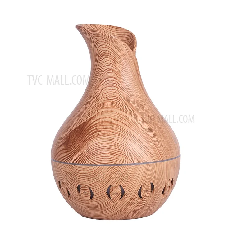 Hollow Design Vase Colorful Night Light Office Home Aroma Humidifier 130ml - Brown/US Plug