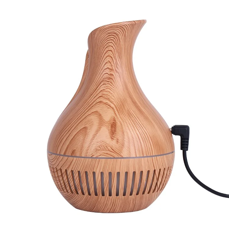 Jarrón con diseño de rayas y luces de colores, humidificador de aromas para oficina y hogar, 130 ml - Marrón/Enchufe europeo