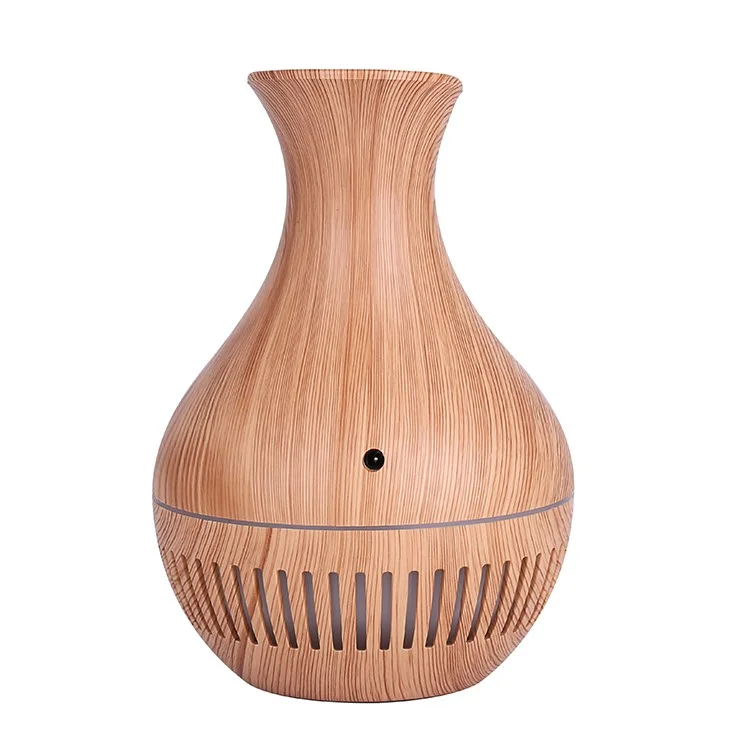 Jarrón con diseño de rayas y luces de colores, humidificador de aromas para oficina y hogar, 130 ml - Marrón/Enchufe europeo