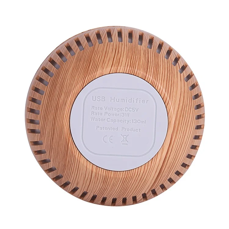 Jarrón con diseño de rayas y luces de colores, humidificador de aromas para oficina y hogar, 130 ml - Marrón/Enchufe europeo