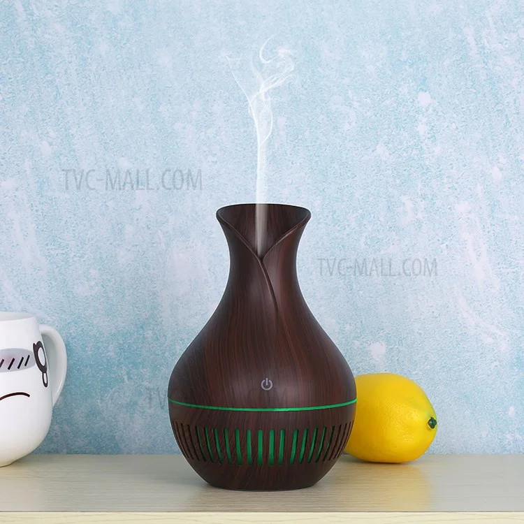 Stripe Hollow Design Vase Colorful Night Light Office Home Aroma Humidifier 130ml - Black