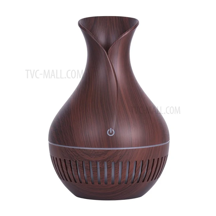 Stripe Hollow Design Vase Colorful Night Light Office Home Aroma Humidifier 130ml - Black