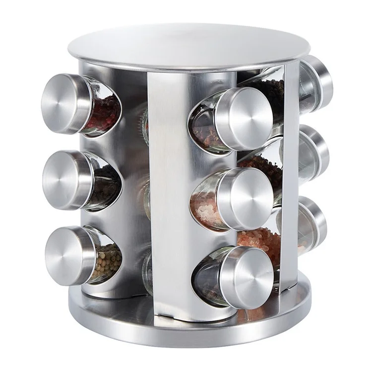 12 -pcs Clear Glass Gewürzglas Set Mit 360 Grad Rotierender Basis -küchengewürzbehälter (BPA Kostenlos, Keine FDA)