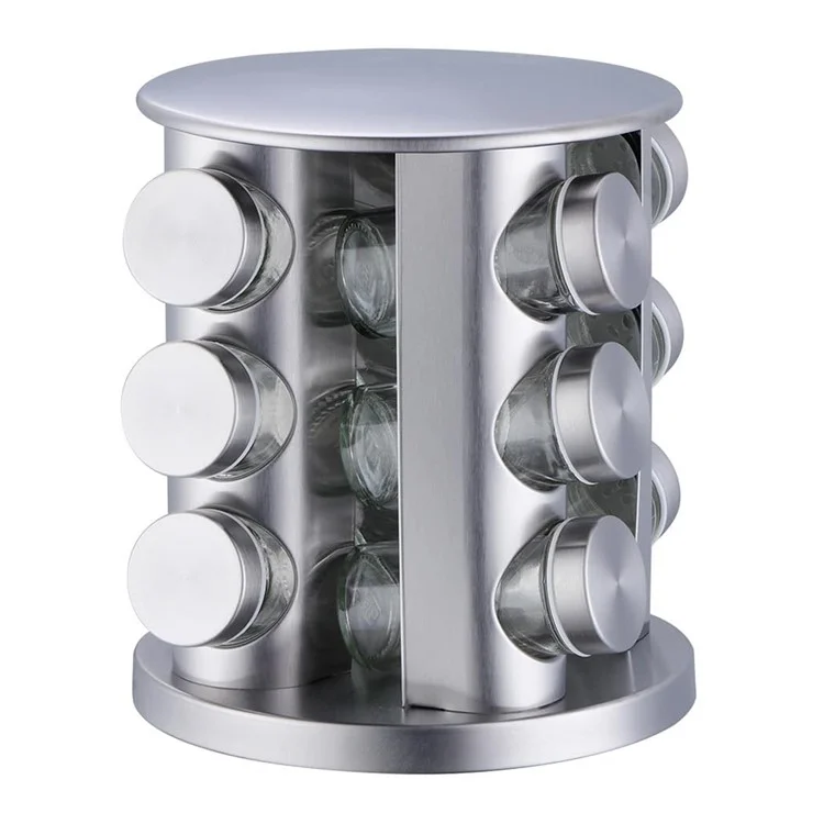 12 -pcs Clear Glass Gewürzglas Set Mit 360 Grad Rotierender Basis -küchengewürzbehälter (BPA Kostenlos, Keine FDA)