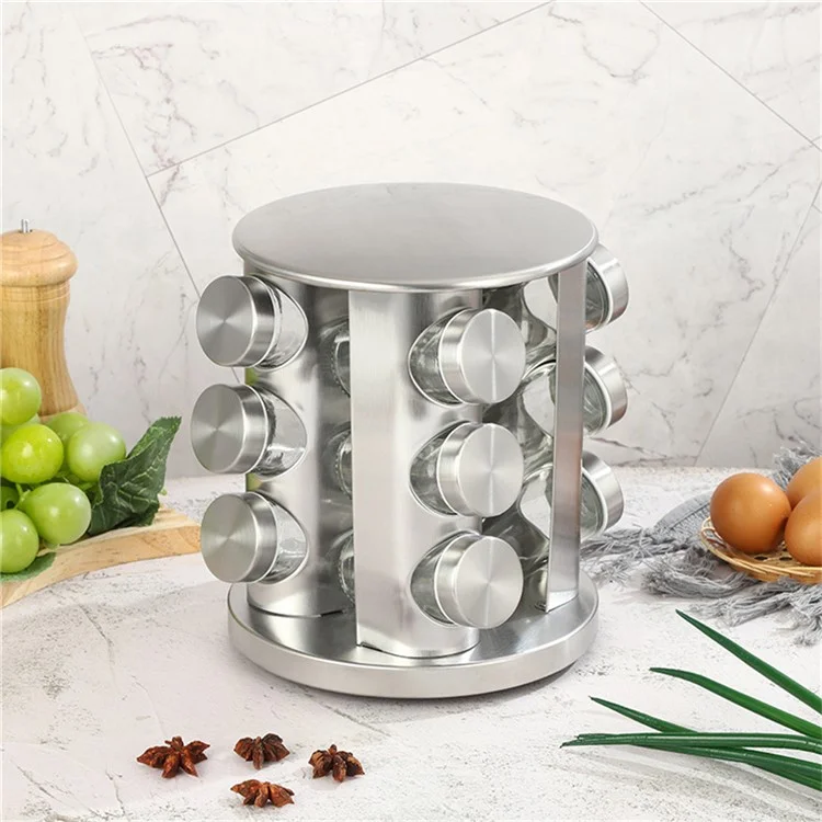 12 -pcs Clear Glass Gewürzglas Set Mit 360 Grad Rotierender Basis -küchengewürzbehälter (BPA Kostenlos, Keine FDA)