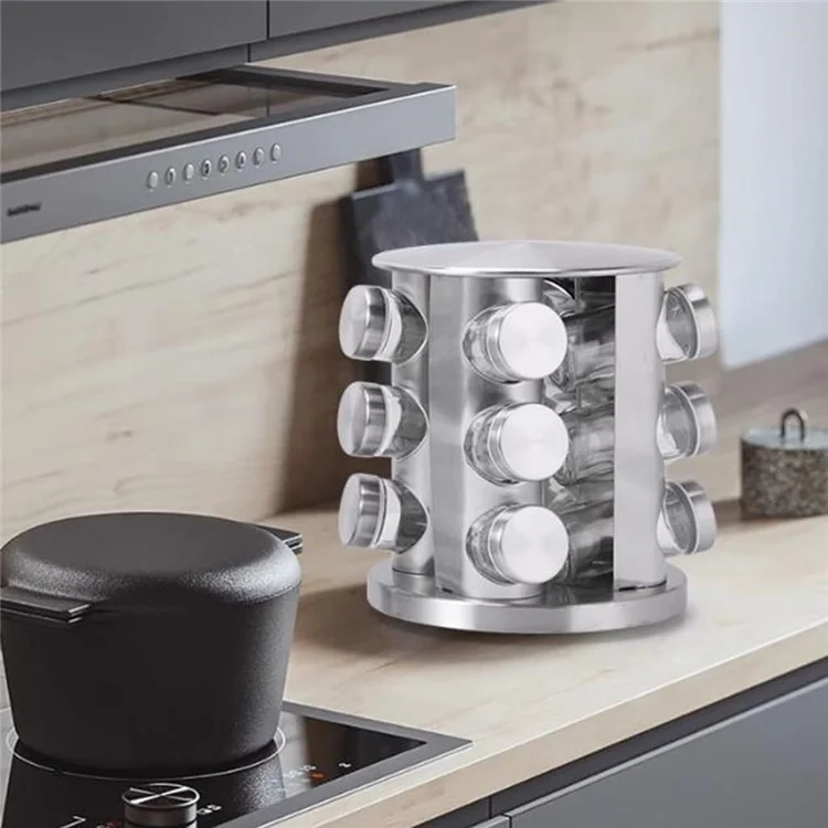12 -pcs Clear Glass Gewürzglas Set Mit 360 Grad Rotierender Basis -küchengewürzbehälter (BPA Kostenlos, Keine FDA)