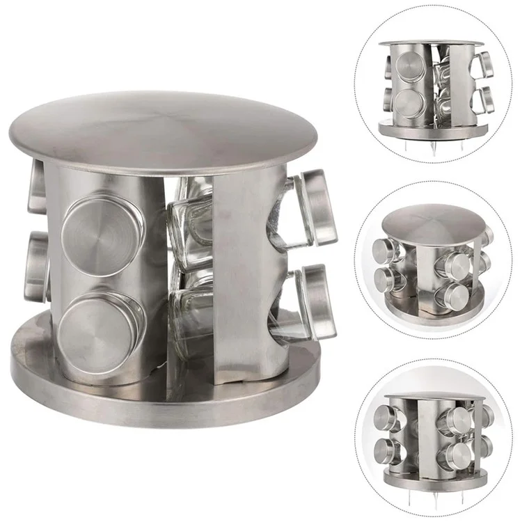 8pcs Clear Glass Gewürzglas Set Mit 360 Grad Rotierender Basis -küchengewürzbehälter (BPA Kostenlos, Keine FDA)
