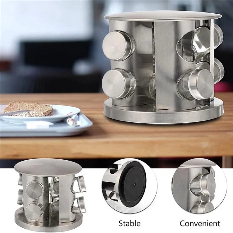 8pcs Clear Glass Gewürzglas Set Mit 360 Grad Rotierender Basis -küchengewürzbehälter (BPA Kostenlos, Keine FDA)
