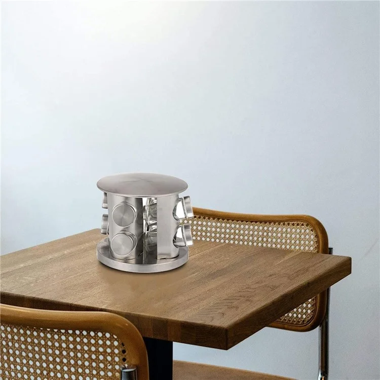 8pcs Clear Glass Gewürzglas Set Mit 360 Grad Rotierender Basis -küchengewürzbehälter (BPA Kostenlos, Keine FDA)