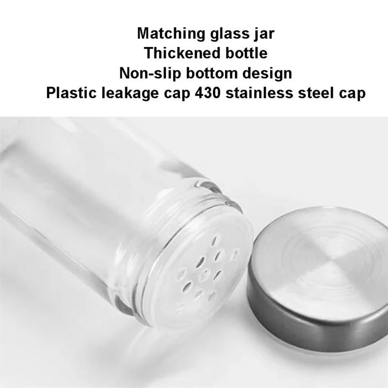 20Pcs Clear Glass Spice Jar Set with 360 Degree Rotating Base Kitchen Condiment Container (BPA Free, No FDA)