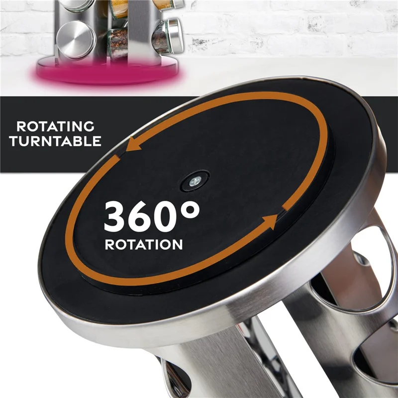 20Pcs Clear Glass Spice Jar Set with 360 Degree Rotating Base Kitchen Condiment Container (BPA Free, No FDA)