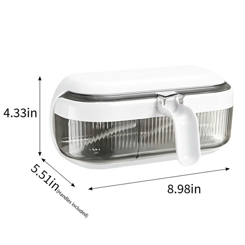 Wall Mounted Spice Rack Organizer No Drill Kitchen Seasoning Container 3 Compartments Multi-Function Storage Box - White