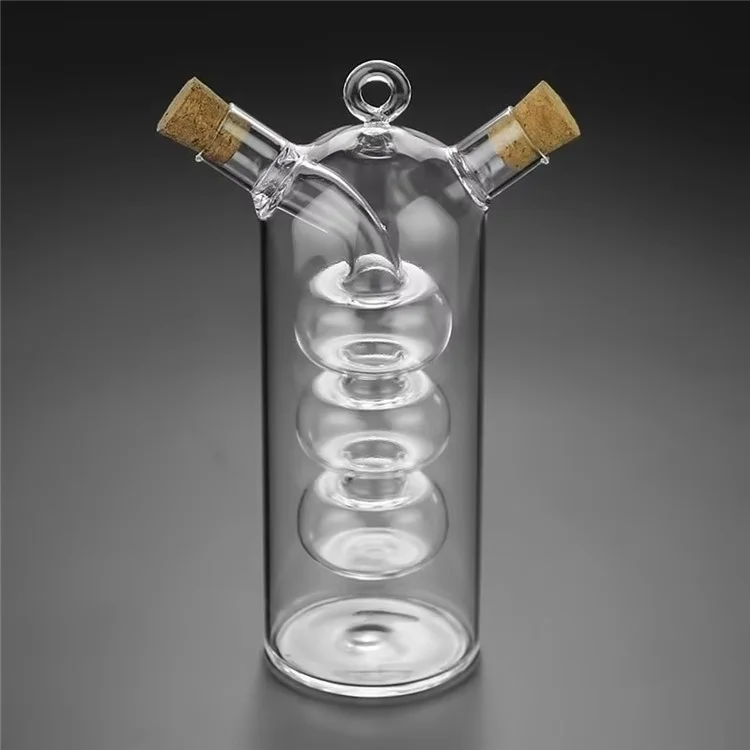 Dispenser per Olio e Aceto 2 in 1 in Vetro Trasparente per Cucina (Privo di BPA, Non FDA)