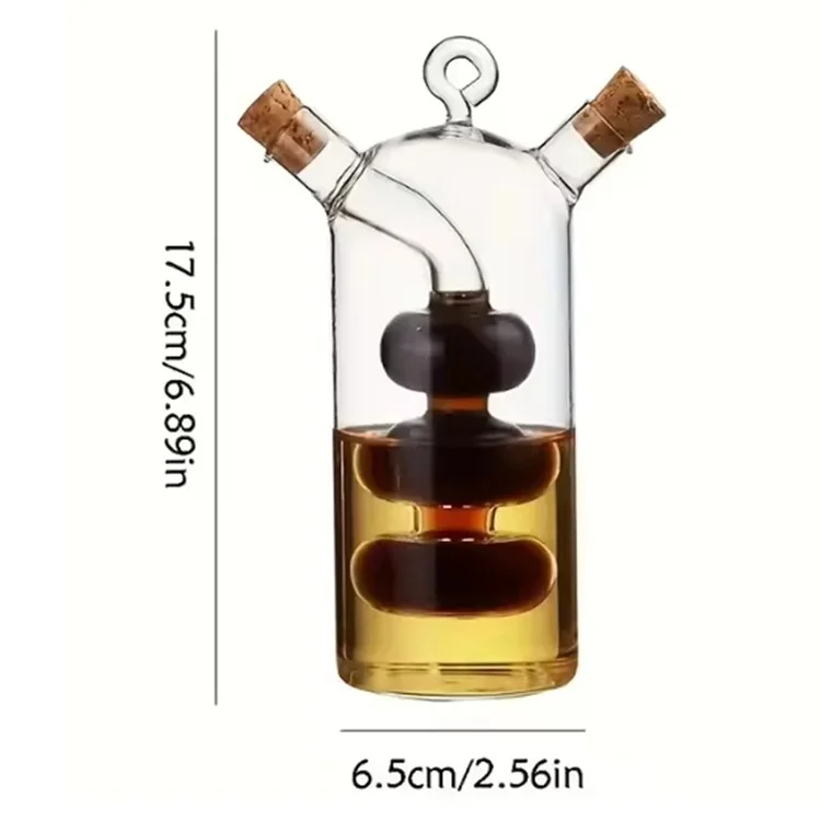 Dispenser per Olio e Aceto 2 in 1 in Vetro Trasparente per Cucina (Privo di BPA, Non FDA)