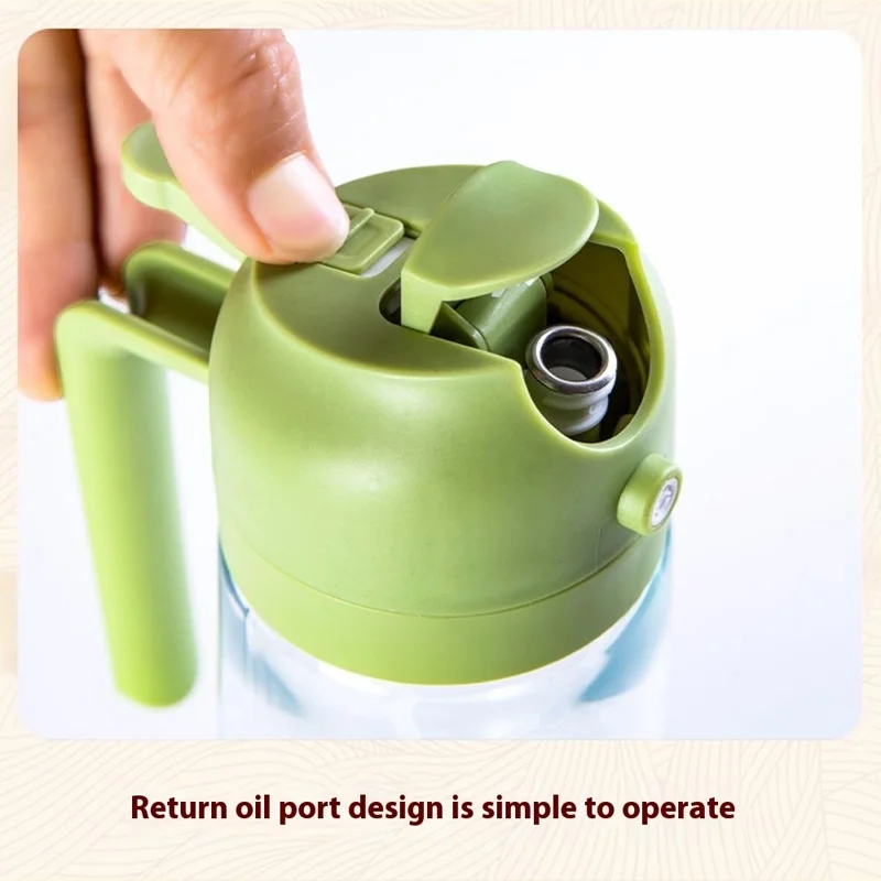 500ml 2 in 1 Heat Resistant Glass Oil Sprayer Leak Proof Press Type Oil Dispenser Bottle for Kitchen (BPA Free, No FDA) - Black
