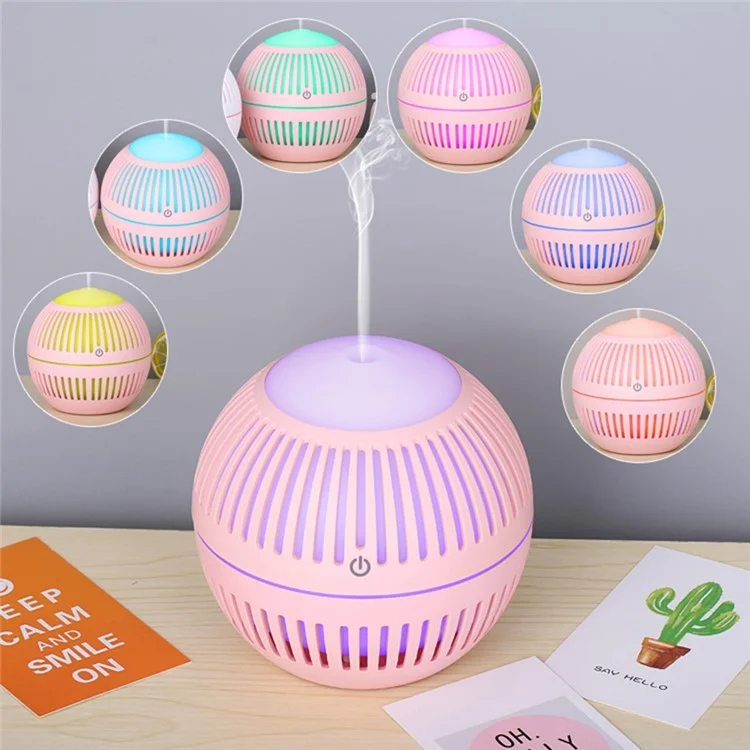 USB Powered Humidifier Mute Home Office Car Mist Diffuser with Colorful Night Light - Pink