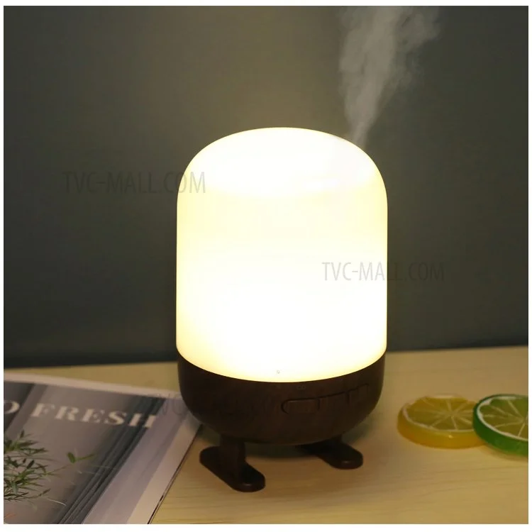 Holzmaserung Nachtlicht Bluetooth-Lautsprecher Multifunktions-Aromatherapie-Luftbefeuchter - Schwarz/US-Stecker