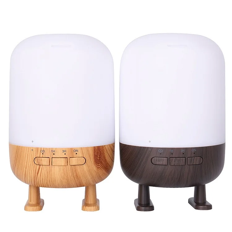 Wood Grain Night Light Bluetooth Speaker Multi-function Aromatherapy Humidifier - Brown/EU Plug