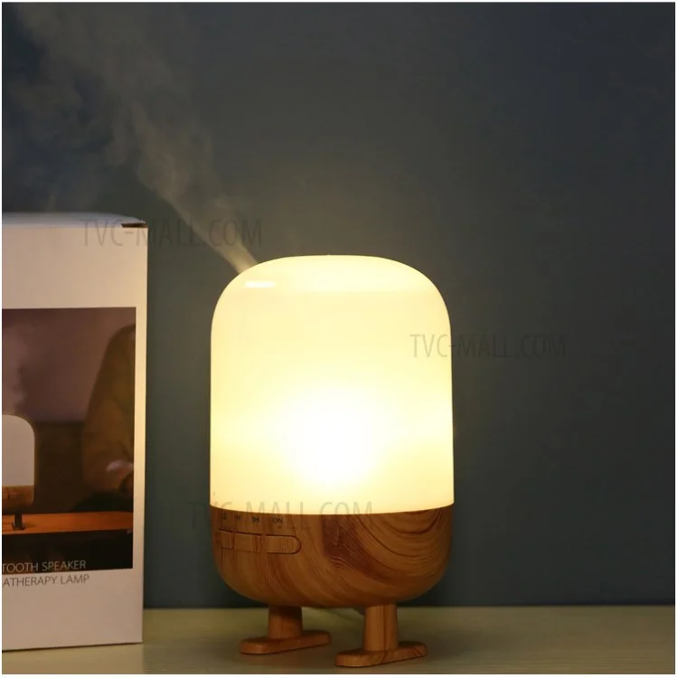 Luce Notturna in Legno con Altoparlante Bluetooth Multifunzione Umidificatore per Aromaterapia - Marrone/Spina UK