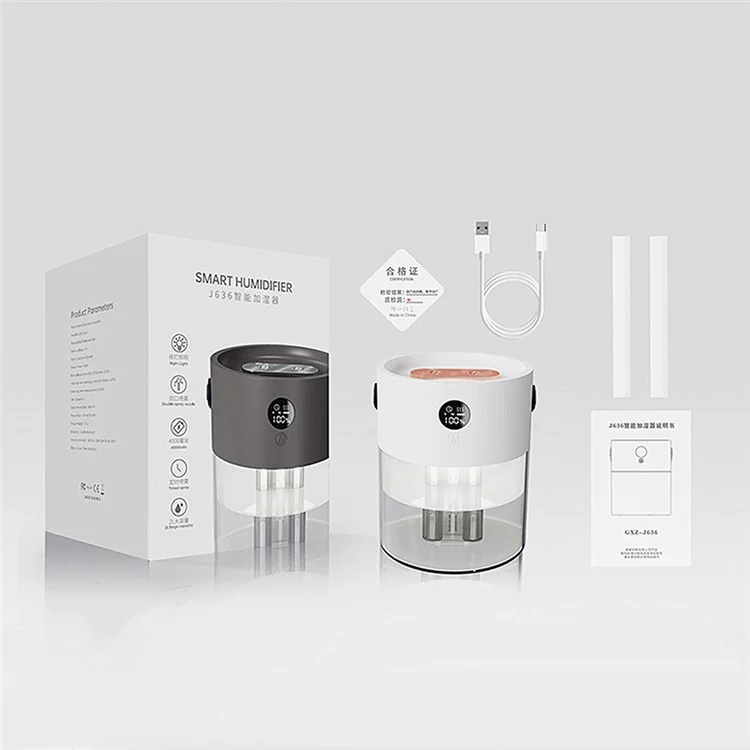 J636 2000ml Humidificador Sem Fio Aroma Difusor De Óleo Essencial Difusor De Aromaterapia Umidificador Com Display Digital Para Escritório Em Casa - Branco