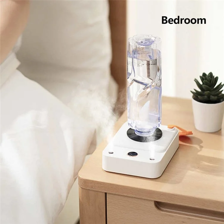 DQ112 Vinyl Record Shape Personal Portable Umidificatore Minerale Acqua Bottiglia Double-spray Mist Maker con Luce/Display Digitale - Bianco