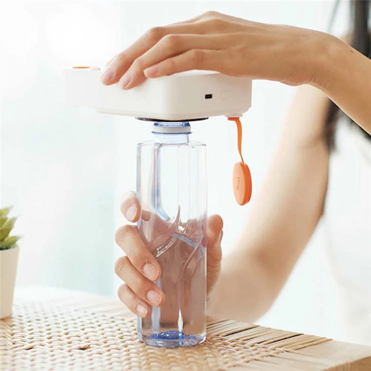 DQ112 Vinyl Record Shape Personal Portable Humidifier Mineral Water Bottle Double-spray Mist Maker with Light/Digital Display - White