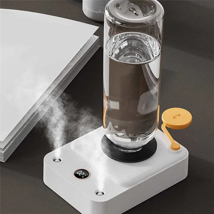 DQ112 Forma de Registro de Vinilo Humidificador Portátil Personal Botella de Agua Mineral Fabricante de Niebla de Doble Rocío Con Luz/pantalla Digital - Blanco