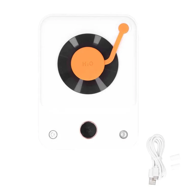 DQ112 Vinyl Record Shape Personal Portable Umidificatore Minerale Acqua Bottiglia Double-spray Mist Maker con Luce/Display Digitale - Bianco