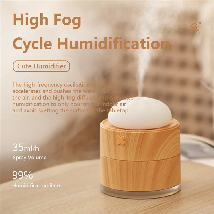 Humidificador de hogar con luz nocturna USB H42 imitado de silicona para bollos al vapor rellenos, silencioso